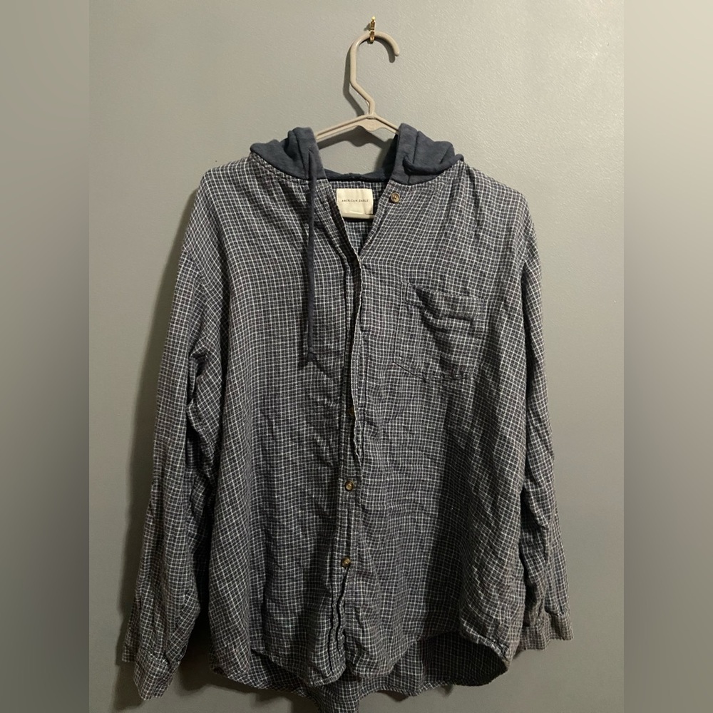 Womens American Eagle Hooded Shirt Jacket